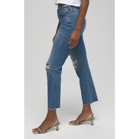 NWT Good American Good Vintage Distressed High Waist Frayed Jeans 25 - Picture 3 of 4